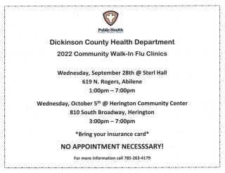 2022 Community Walk-In Flu Clinic Flyer