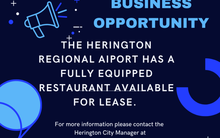 The Herington Regional Airport has a fully equipped restaurant available for lease. 